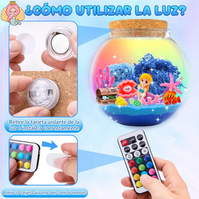 KIT ARENA MÁGICA CON LUZ NOCTURNA TERRARIO SIRENA