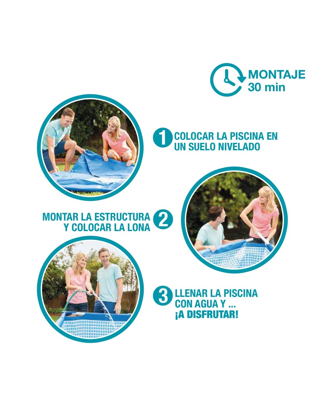 PISCINA DESMONTABLE PEQUEÑA RECTANGULAR INTEX METAL FRAME 2,2 METROS