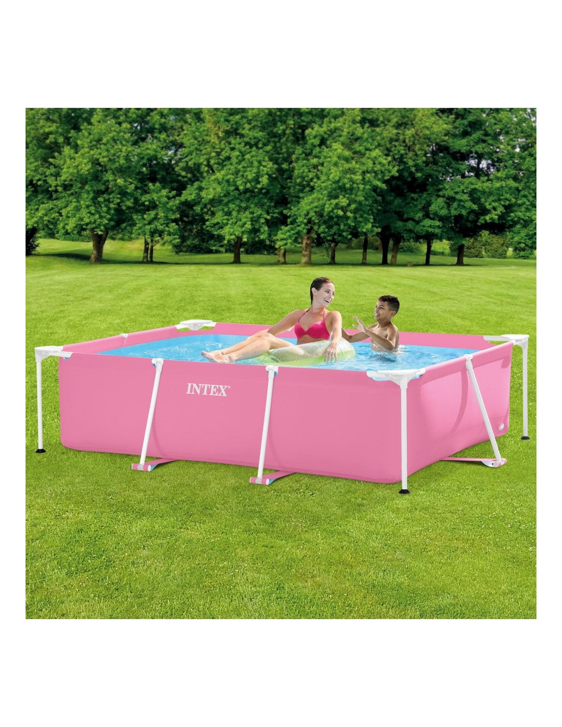 PISCINA DESMONTABLE RECTANGULAR SMALL FRAME FAMILIAR COLOR ROSA 2 METROS