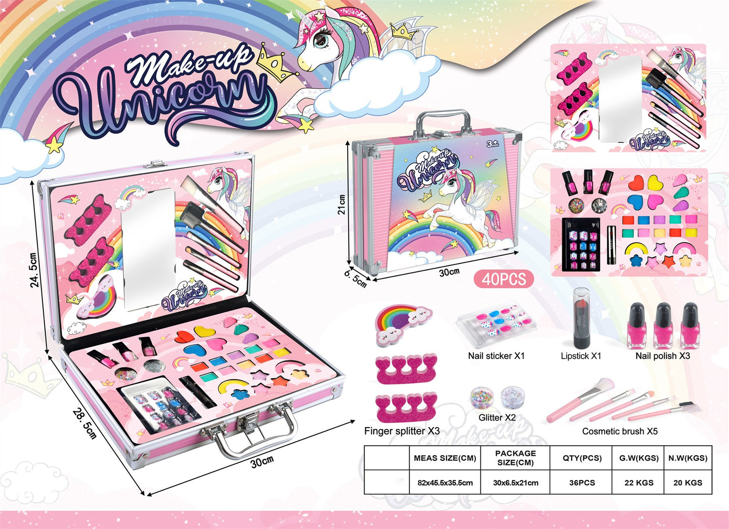 KIT MALETA DE MAQUILLAJE UNICORNIO