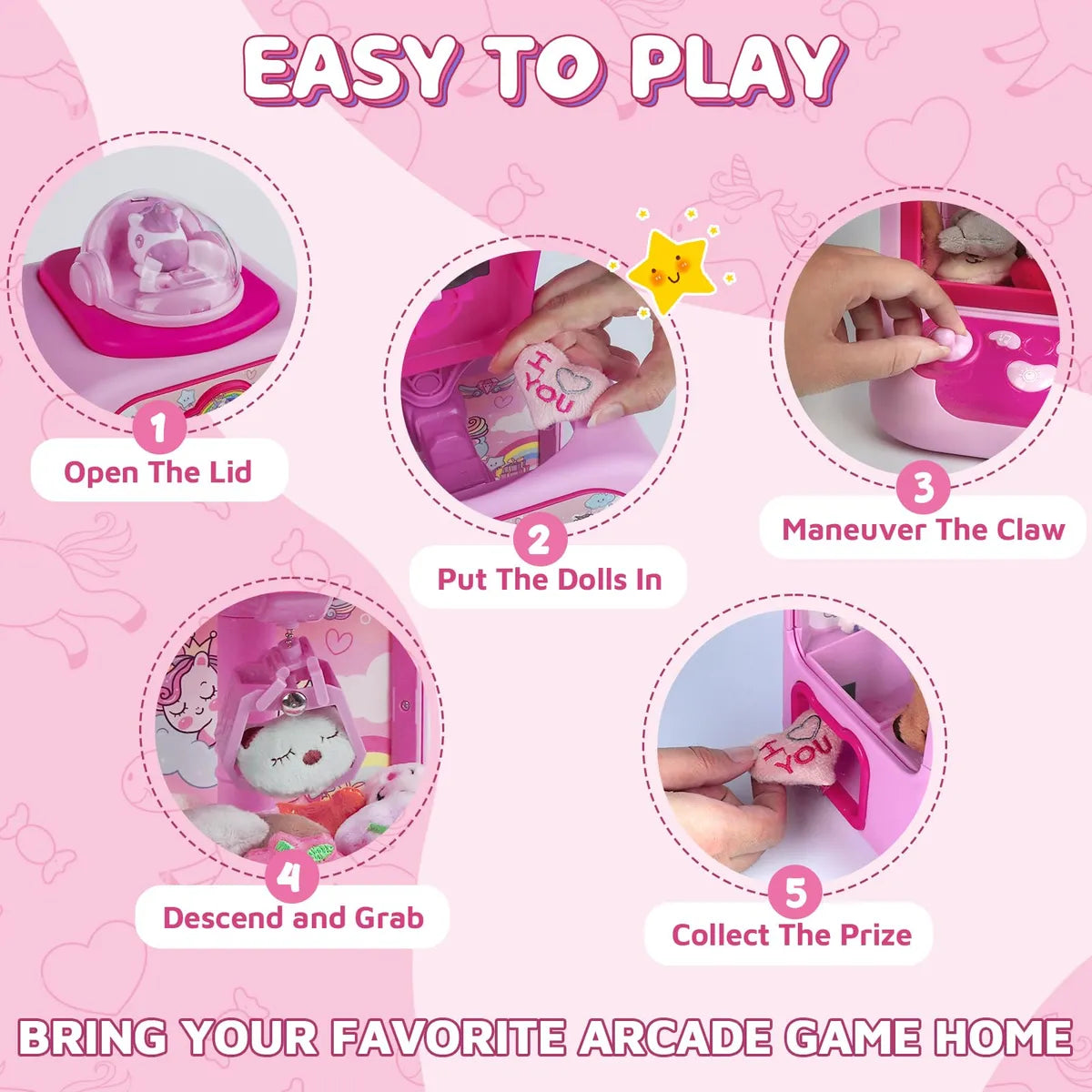 MAQUINA AGARRA PELUCHES UNICORNIO