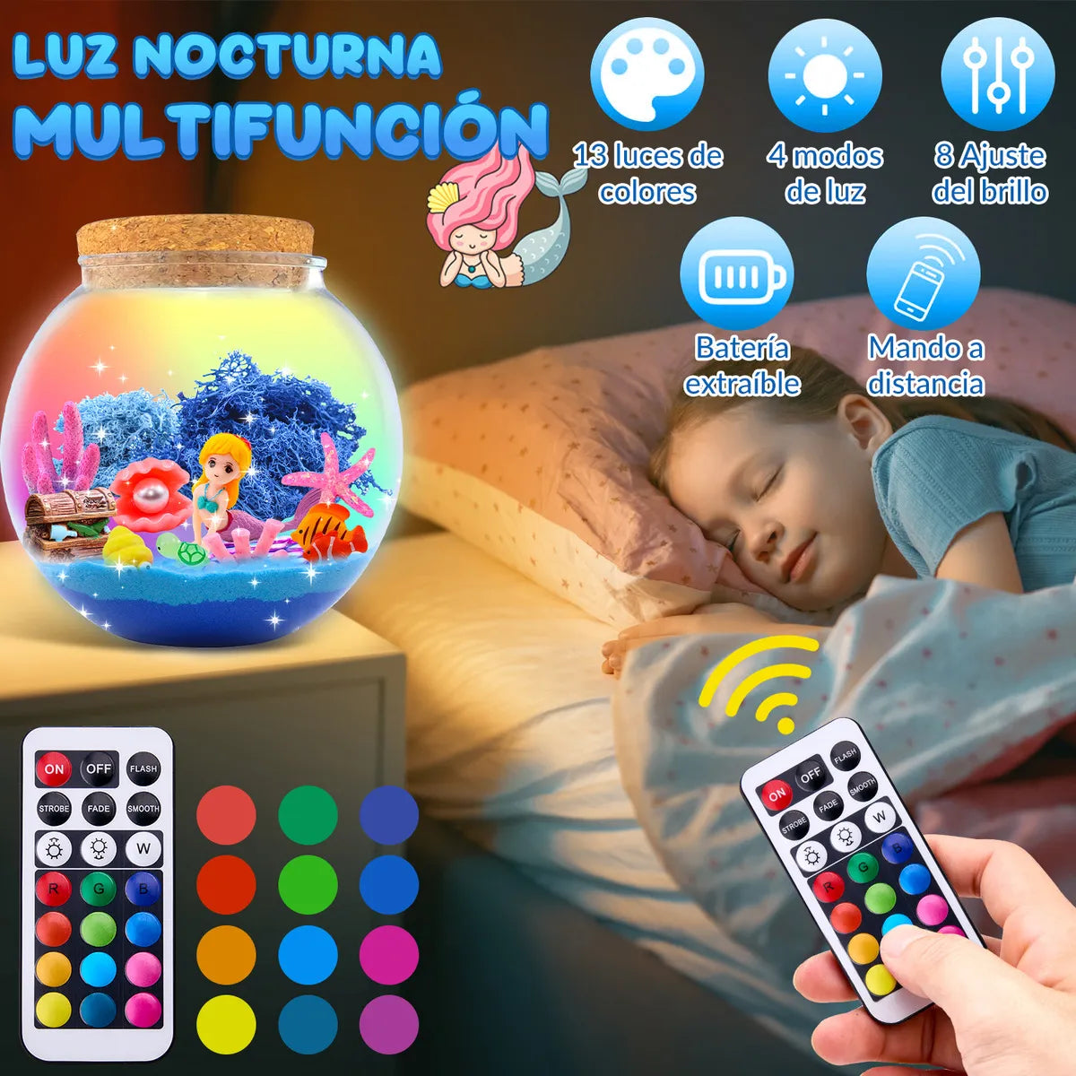 KIT ARENA MÁGICA CON LUZ NOCTURNA TERRARIO SIRENA