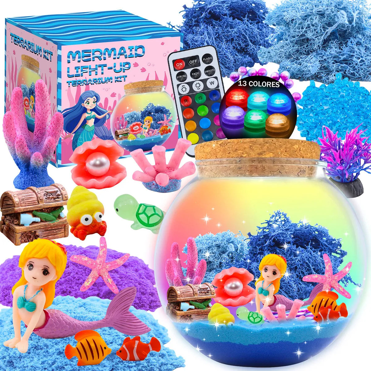 KIT ARENA MÁGICA CON LUZ NOCTURNA TERRARIO SIRENA