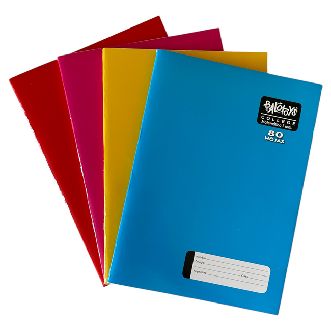 Embalaje Cuadernos College Balotoys 7mm 80 Hojas (80 unidades)